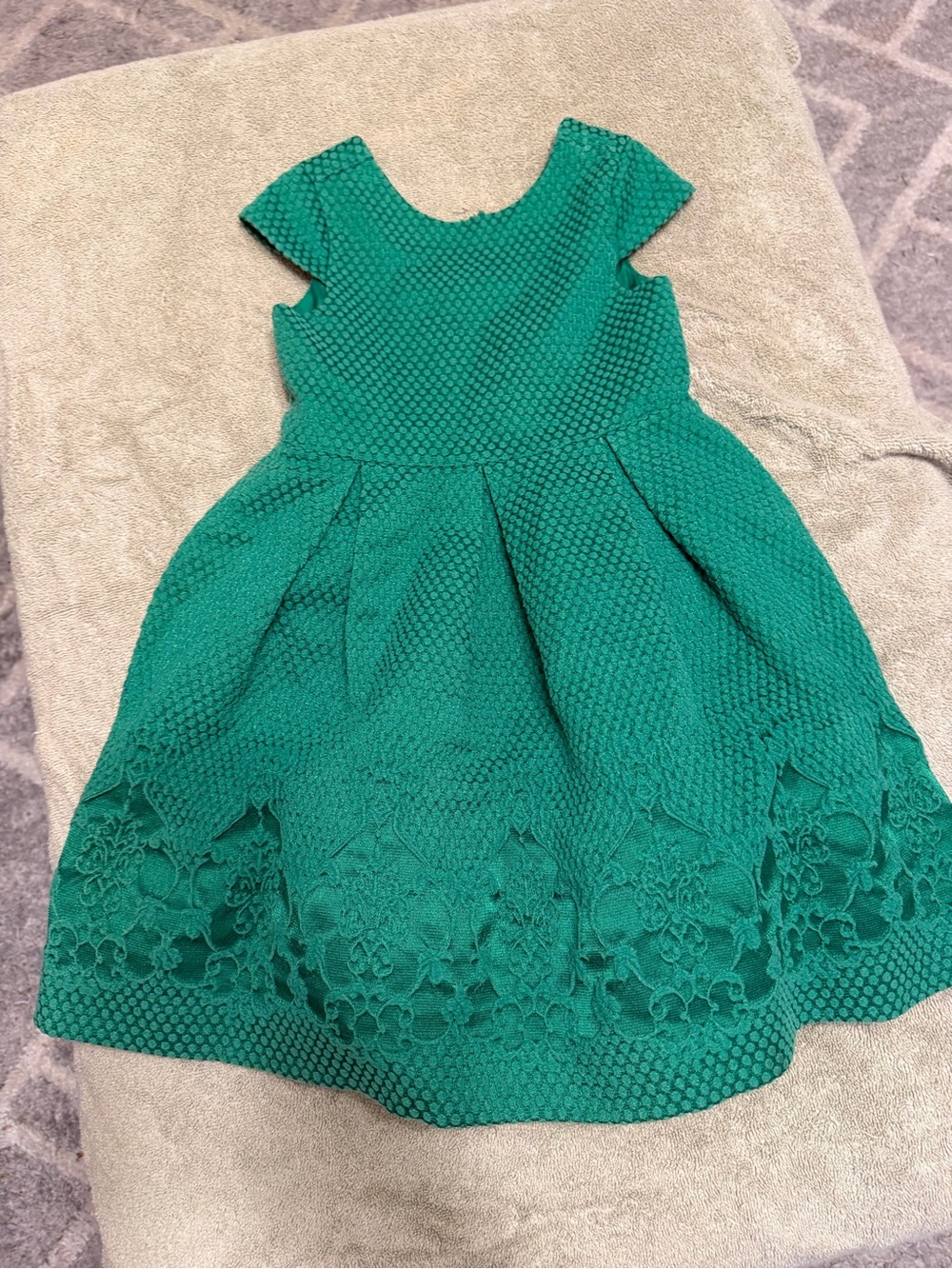 Janie and Jack Emerald Green Lace-Hem Fit & Flare Dress